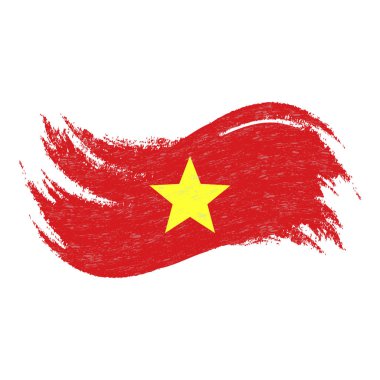 Ulusal bayrak Vietnam, fırça darbeleri, beyaz bir arka plan üzerinde izole kullanılarak tasarlanmış. Vektör çizim.