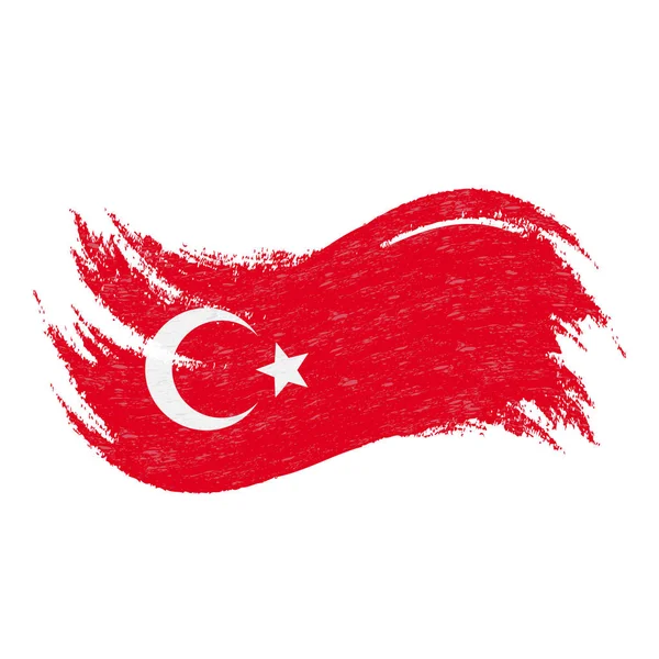 Bandera Nacional de Turquía, diseñada con pinceladas, aislada sobre un fondo blanco. Ilustración vectorial . — Vector de stock