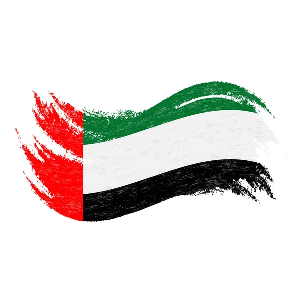Bandera nacional de los Emiratos Árabes Unidos, diseñada con pinceladas, aislada sobre un fondo blanco. Ilustración vectorial . — Archivo Imágenes Vectoriales