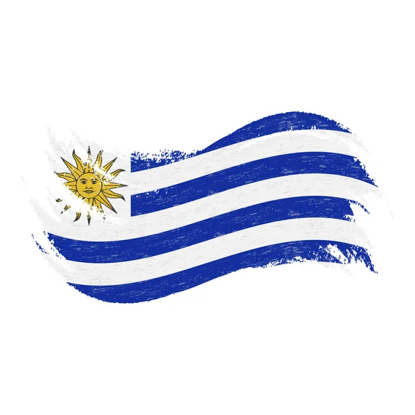 Bandera Nacional de Uruguay, Diseñada Usando Pinceladas, Aislada Sobre Un Fondo Blanco. Ilustración vectorial . — Vector de stock