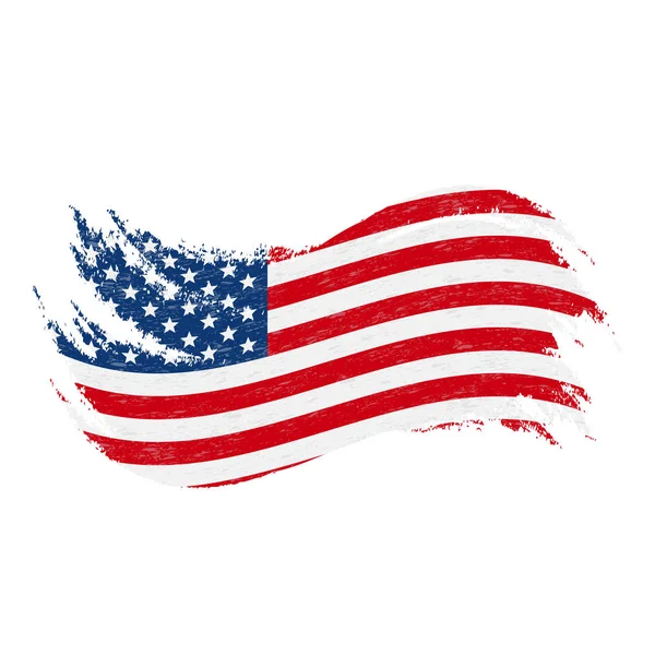 Flaga narodowa Stanów Zjednoczonych Ameryki, zaprojektowany przy użyciu pociągnięcia pędzlem, na białym tle na białym tle. Ilustracja wektorowa. — Wektor stockowy