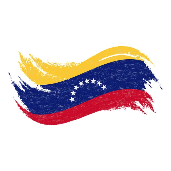 Bandera Nacional de Venezuela, Diseñada Usando Pinceladas, Aislada Sobre Un Fondo Blanco. Ilustración vectorial . — Archivo Imágenes Vectoriales