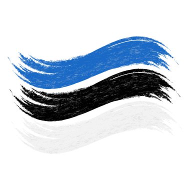 Grunge Fırça darbesi ile beyaz bir arka plan üzerinde izole Estonya Ulusal bayrak. Vektör çizim.