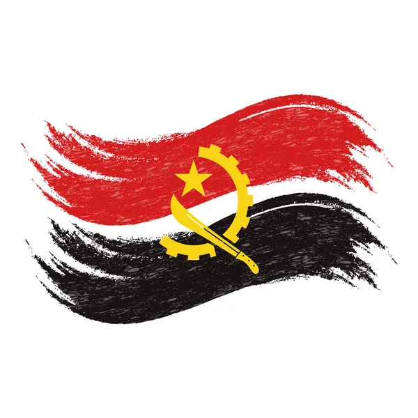 Coup de pinceau grunge avec drapeau national de l'Angola isolé sur un fond blanc. Illustration vectorielle . — Image vectorielle