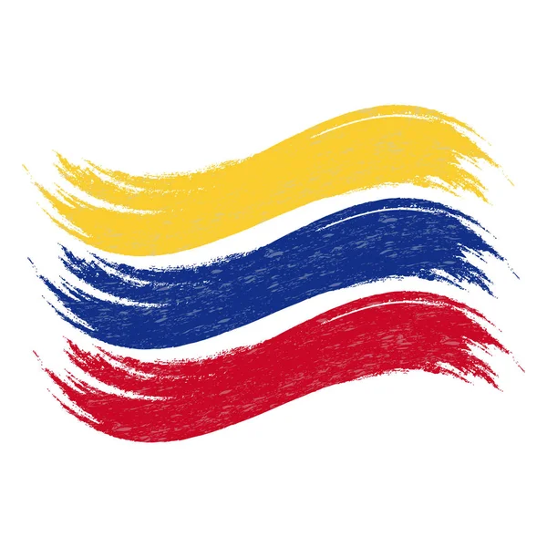 그런 지 브러쉬 선 흰색 배경에 고립 된 콜롬비아의 국기와 함께. 벡터 일러스트 레이 션. — 스톡 벡터
