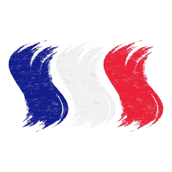 Grunge ecsetvonás Franciaország nemzeti zászló elszigetelt fehér Background. Vektoros illusztráció. — Stock Vector
