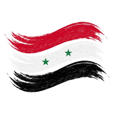 Grunge Fırça darbesi ile beyaz bir arka plan üzerinde izole Suriye Ulusal bayrak. Vektör çizim.
