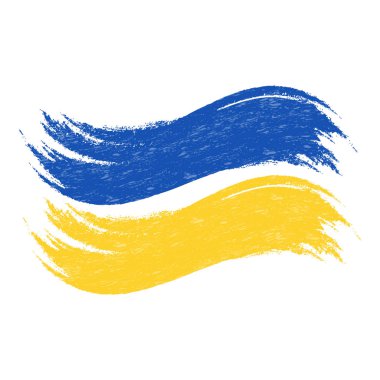 Grunge Fırça darbesi ile beyaz bir arka plan üzerinde izole Ukrayna ulusal bayrak. Vektör çizim.