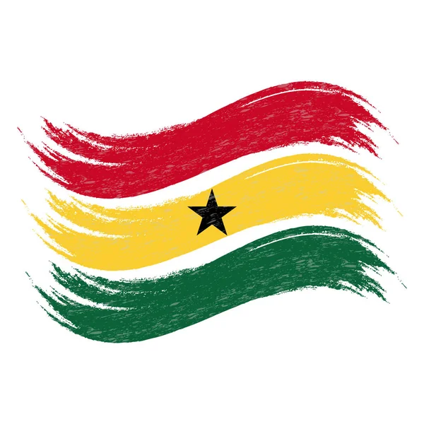 Grunge Brush Stroke con la bandera nacional de Ghana aislado en un fondo blanco. Ilustración vectorial . — Archivo Imágenes Vectoriales