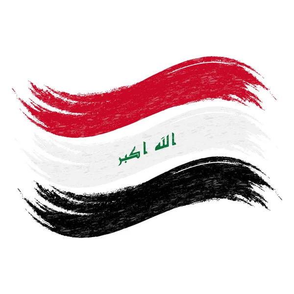 Grunge Pinselstrich mit irakischer Nationalflagge isoliert auf weißem Hintergrund. Vektorillustration. — Stockvektor
