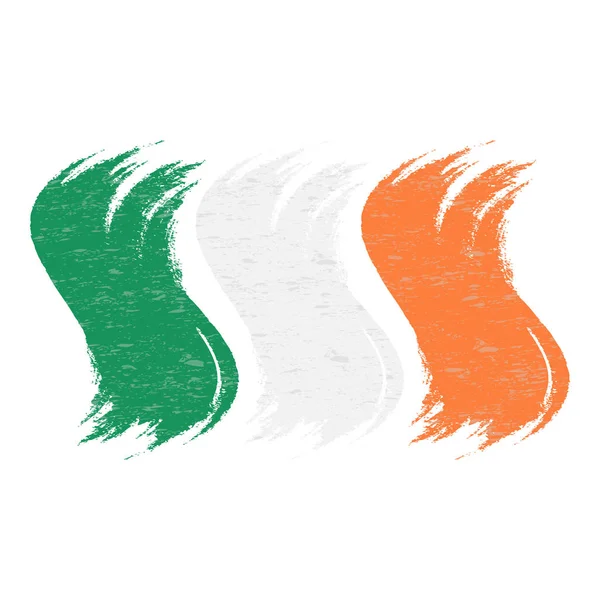 Pennellata Grunge con bandiera nazionale d'Irlanda isolata su sfondo bianco. Illustrazione vettoriale . — Vettoriale Stock