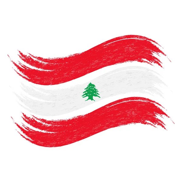 Grunge Brush Stroke With National Flag Of Lebanon Isolated On A White Background (en inglés). Ilustración vectorial . — Archivo Imágenes Vectoriales