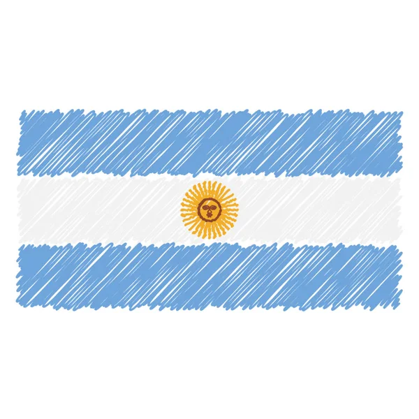 Bandera Nacional Dibujada a Mano de Argentina Aislada Sobre Un Fondo Blanco. Ilustración de estilo de boceto vectorial . — Vector de stock