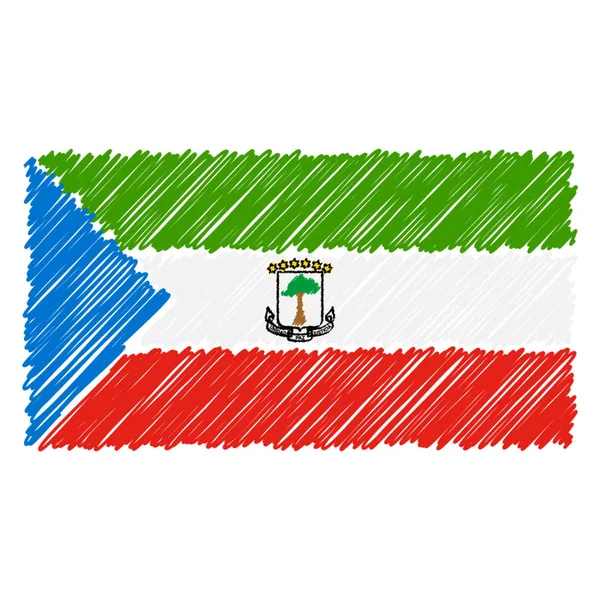 Χέρι εθνική σημαία της Ισημερινής Γουινέας που απομονώνονται σε λευκό φόντο. Εικονογράφηση στυλ σκίτσο διάνυσμα. — Διανυσματικό Αρχείο