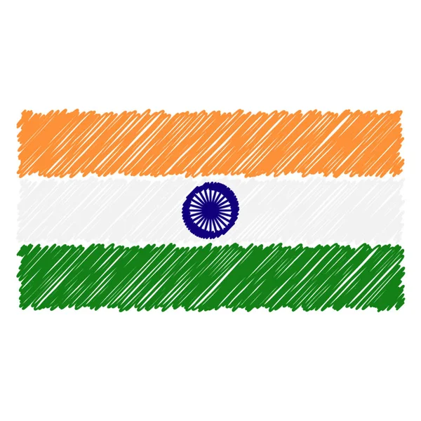 Ručně kreslenou státní vlajka Indie izolovaných na bílém pozadí. Vektorové ilustrace styl skica. — Stockový vektor
