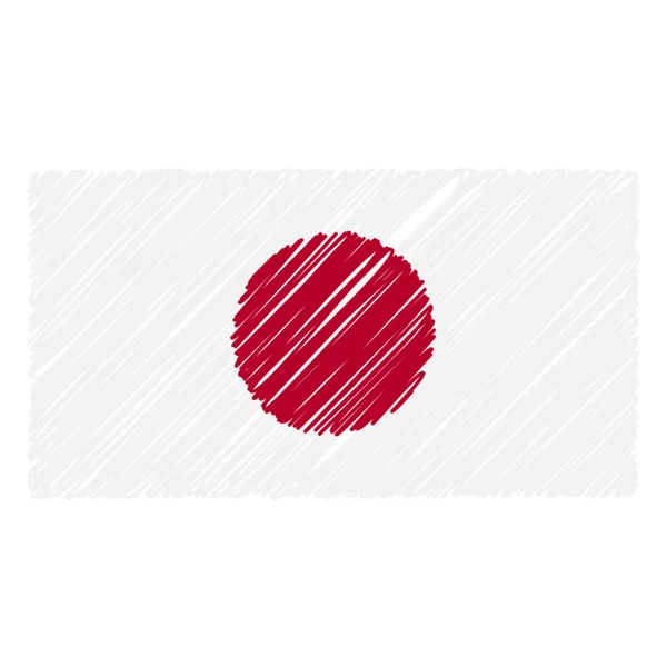 Bandera nacional dibujada a mano de Japón aislada sobre un fondo blanco. Ilustración de estilo de boceto vectorial . — Archivo Imágenes Vectoriales