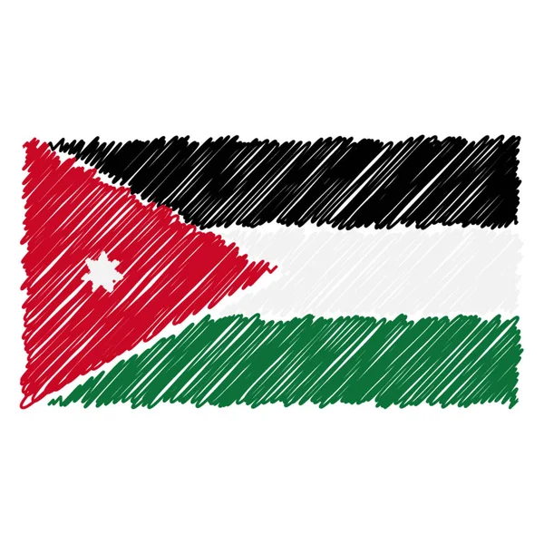 Ručně tažené státní vlajka Jordánska izolovaných na bílém pozadí. Vektorové ilustrace styl skica. — Stockový vektor