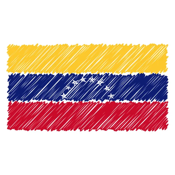 Bandera Nacional Dibujada a Mano de Venezuela Aislada Sobre Un Fondo Blanco. Ilustración de estilo de boceto vectorial . — Archivo Imágenes Vectoriales