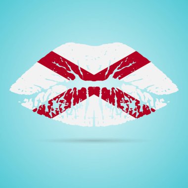 Alabama bayrak beyaz bir arka plan üzerinde izole dudaklarında ruj. Vektör çizim.