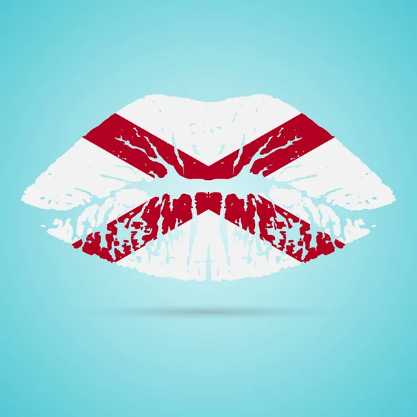 Alabama Flag Lipstick On The Lips Isolated On A White Background (en inglés). Ilustración vectorial . — Vector de stock