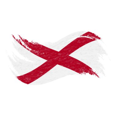 Alabama, beyaz bir arka plan üzerinde izole fırça darbeleri kullanılarak tasarlanmış ulusal bayrak. Vektör çizim.