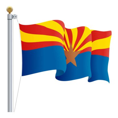 Beyaz bir arka plan üzerinde izole Arizona bayrak sallıyor. Vektör çizim.