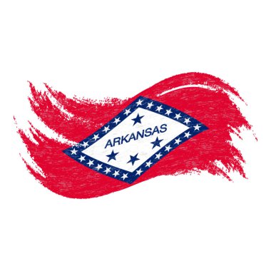 Ulusal bayrak Arkansas, beyaz bir arka plan üzerinde izole fırça darbeleri kullanılarak tasarlanmış. Vektör çizim.