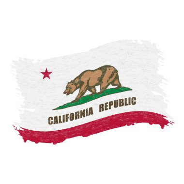California bayrağı. Beyaz bir arka plan üzerinde izole grunge soyut fırça darbesi. Vektör çizim.
