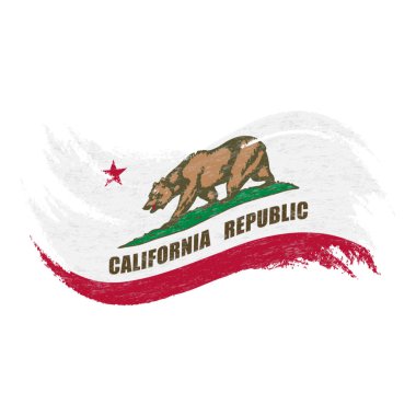 California, beyaz bir arka plan üzerinde izole fırça darbeleri kullanılarak tasarlanmış ulusal bayrak. Vektör çizim.