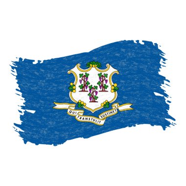 Connecticut bayrağı. Beyaz bir arka plan üzerinde izole grunge soyut fırça darbesi. Vektör çizim.