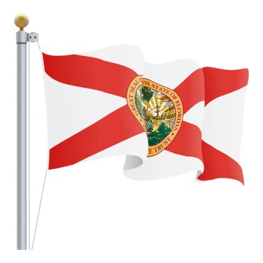 Beyaz bir arka plan üzerinde izole Florida bayrak sallıyor. Vektör çizim.