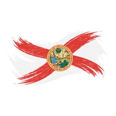 Grunge Fırça darbesi ile beyaz bir arka plan üzerinde izole Florida'nın ulusal bayrak. Vektör çizim.