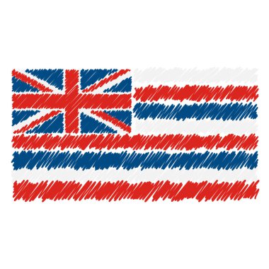 Elle çizilmiş ulusal bayrak beyaz bir arka plan üzerinde izole Hawaii. Vektör kroki tarzı çizim.
