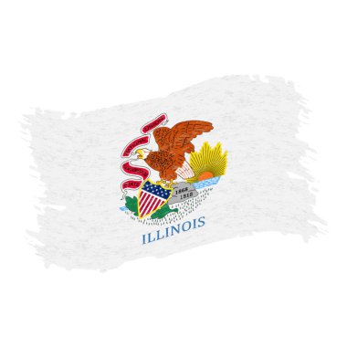 Illinois bayrak. Beyaz bir arka plan üzerinde izole grunge soyut fırça darbesi. Vektör çizim.