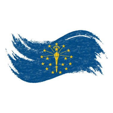 Indiana, beyaz bir arka plan üzerinde izole fırça darbeleri kullanılarak tasarlanmış ulusal bayrak. Vektör çizim.