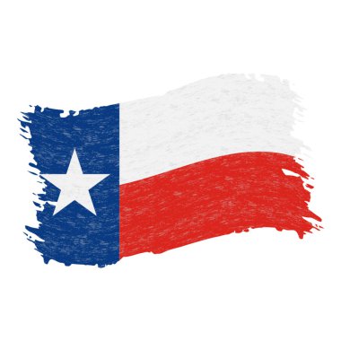Texas bayrağı. Beyaz bir arka plan üzerinde izole grunge soyut fırça darbesi. Vektör çizim.