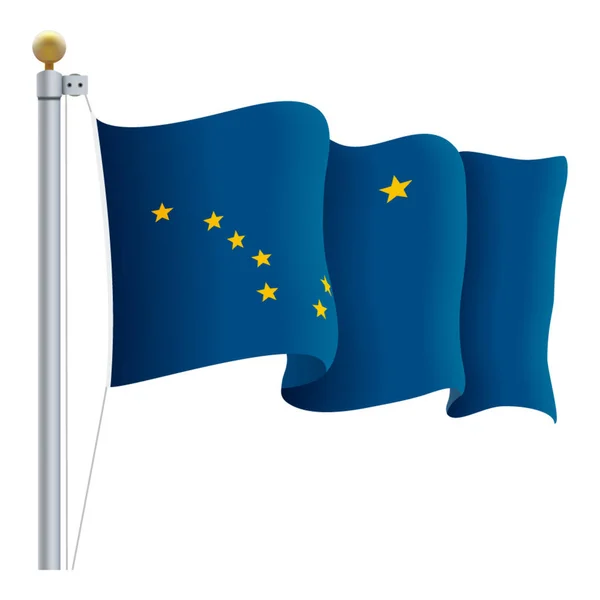 Wapperende vlag van Alaska geïsoleerd op een witte achtergrond. Vectorillustratie. — Stockvector