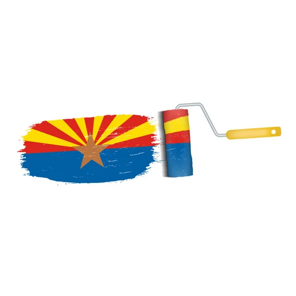 Pincelada con bandera nacional de Arizona aislada sobre un fondo blanco. Ilustración vectorial . — Vector de stock