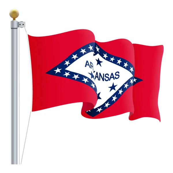 手を振るアーカンソー州旗は、白い背景で隔離。ベクトル図. — ストックベクタ