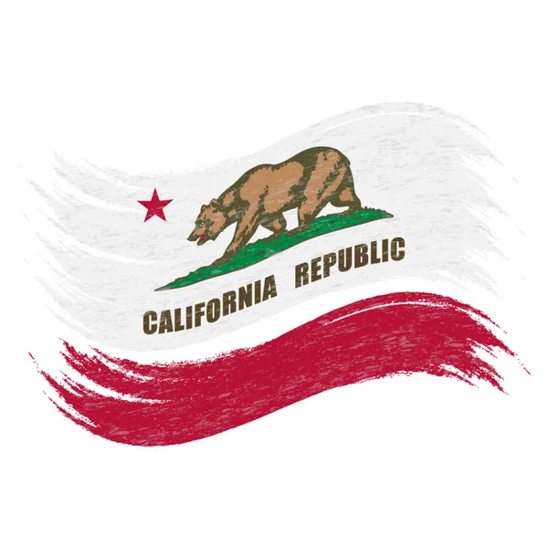 Coup de pinceau grunge avec drapeau national de Californie isolé sur un fond blanc. Illustration vectorielle . — Image vectorielle