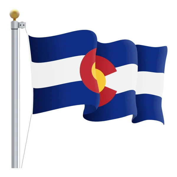 Ondeando la bandera de Colorado aislada sobre un fondo blanco. Ilustración vectorial . — Vector de stock