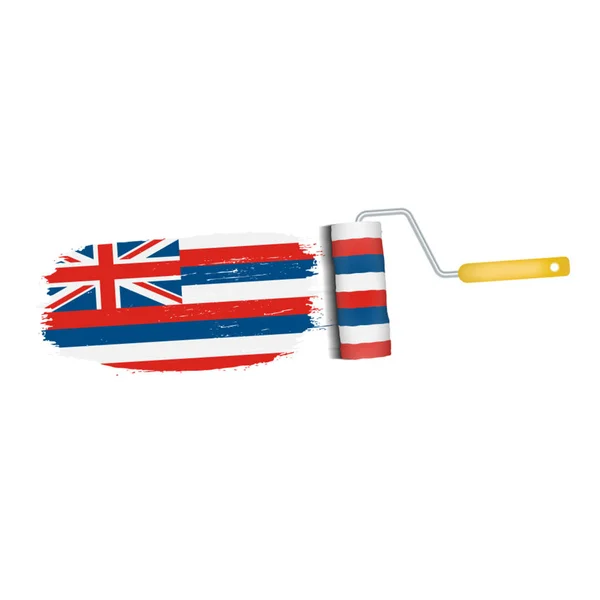 白い背景に分離されたハワイ国旗とブラシ ストローク。ベクトル図. — ストックベクタ