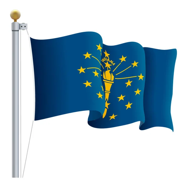 手を振るインディアナ州旗は、白い背景で隔離。ベクトル図. — ストックベクタ