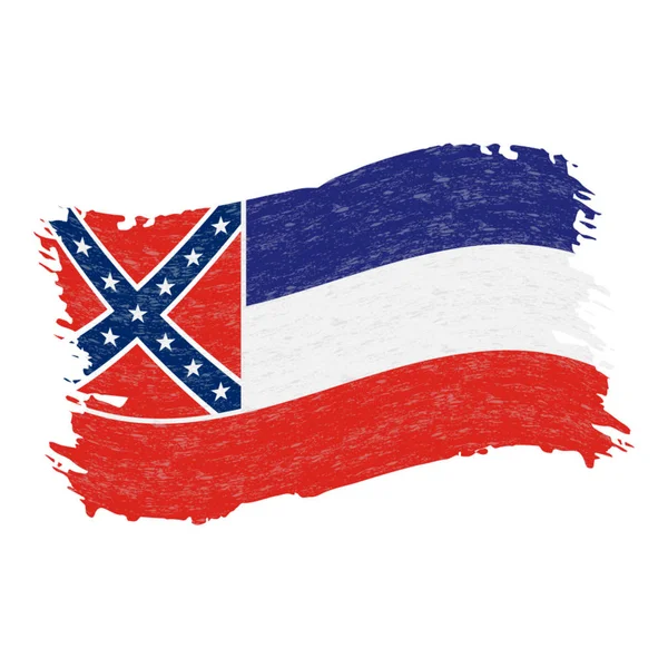 Bandera de Mississippi. Grunge Abstract Brush Stroke Aislado sobre un fondo blanco. Ilustración vectorial . — Vector de stock