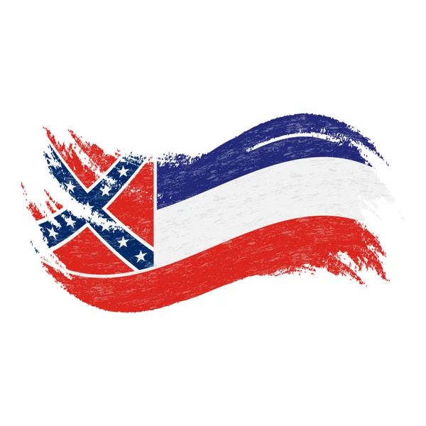 Bandera Nacional de Mississippi, diseñada usando pinceladas aisladas sobre un fondo blanco. Ilustración vectorial . — Archivo Imágenes Vectoriales