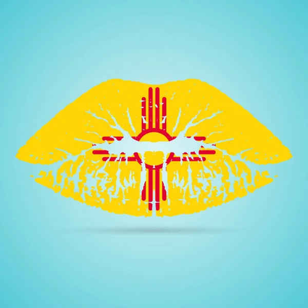 New Mexico Flag Lipstick On The Lips Isolated On A White Background. Vector Illustration. — Stock Vector