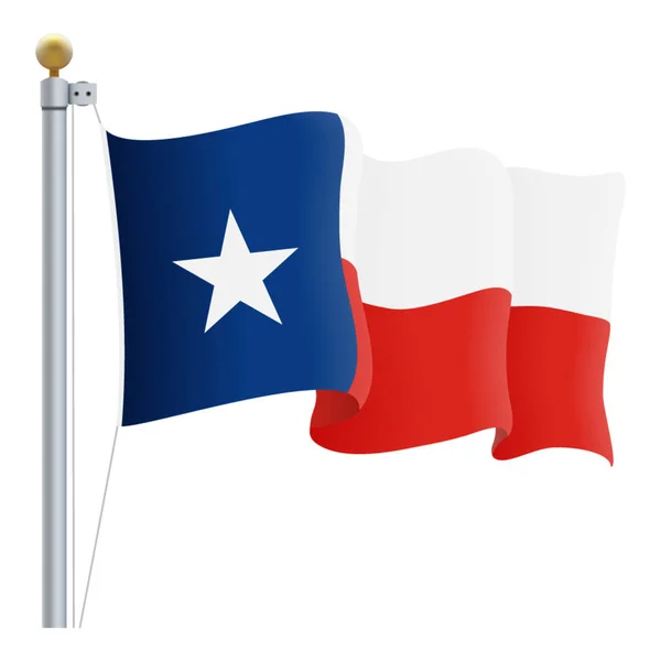 Ondeando la bandera de Texas aislada sobre un fondo blanco. Ilustración vectorial . — Vector de stock