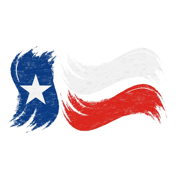 Pennellata Grunge con bandiera nazionale del Texas isolata su sfondo bianco. Illustrazione vettoriale . — Vettoriale Stock