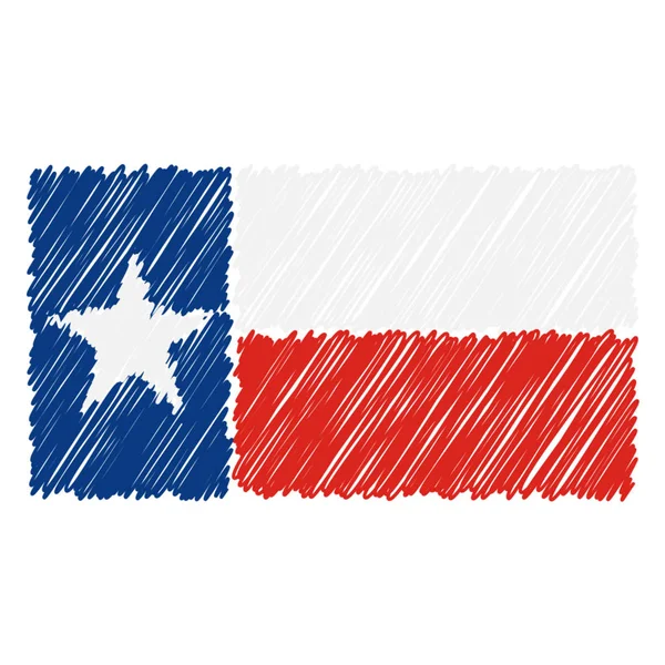 Bandera nacional dibujada a mano de Texas aislada sobre un fondo blanco. Ilustración de estilo de boceto vectorial . — Archivo Imágenes Vectoriales