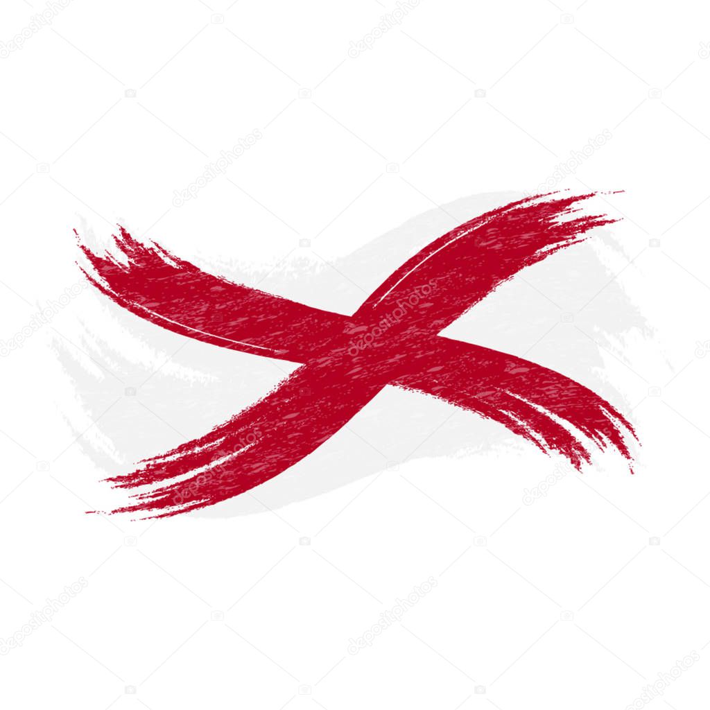 Grunge Brush Stroke With National Flag Of Alabama Isolated On A White Background. Vector Illustration.